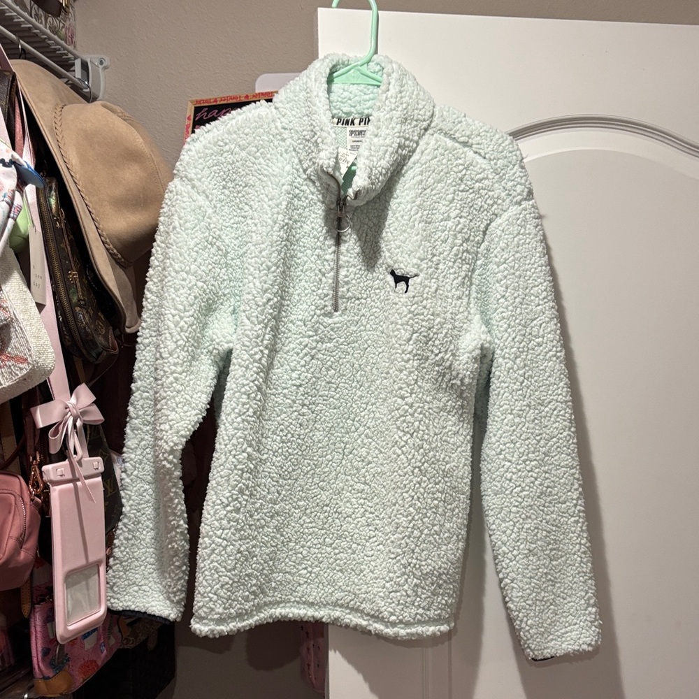 PINK Tess bear mint 3/4 zip jacket- size S
